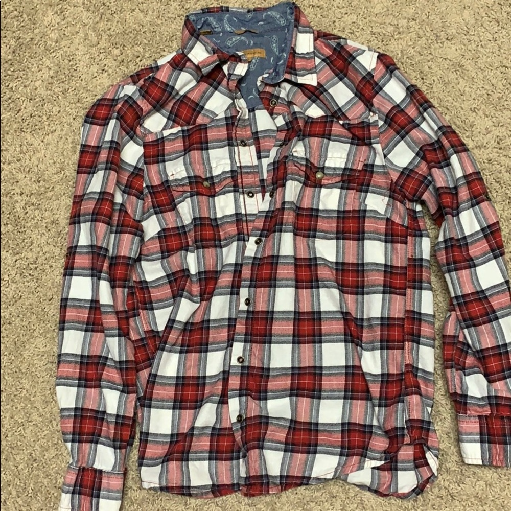 Jachs girlfriend plaid button down top